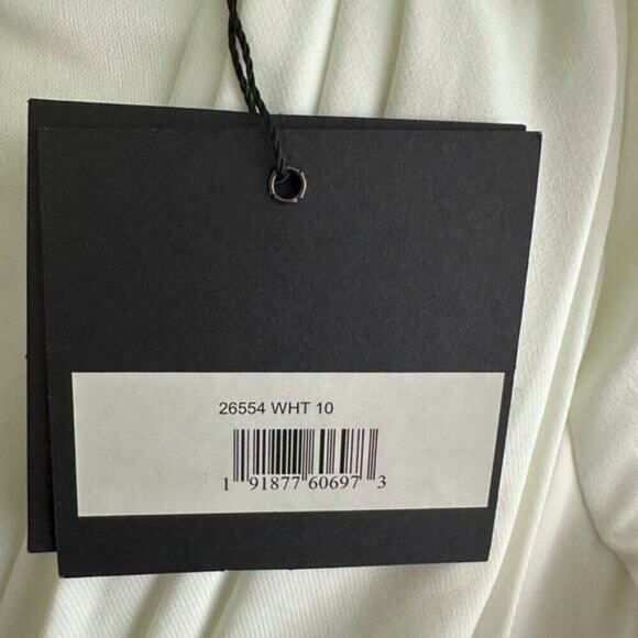 FLAWED - NWT Mac Duggal V-Neck Long Sleeve High Slit Gown White 10 #7939 - Picture 11 of 13